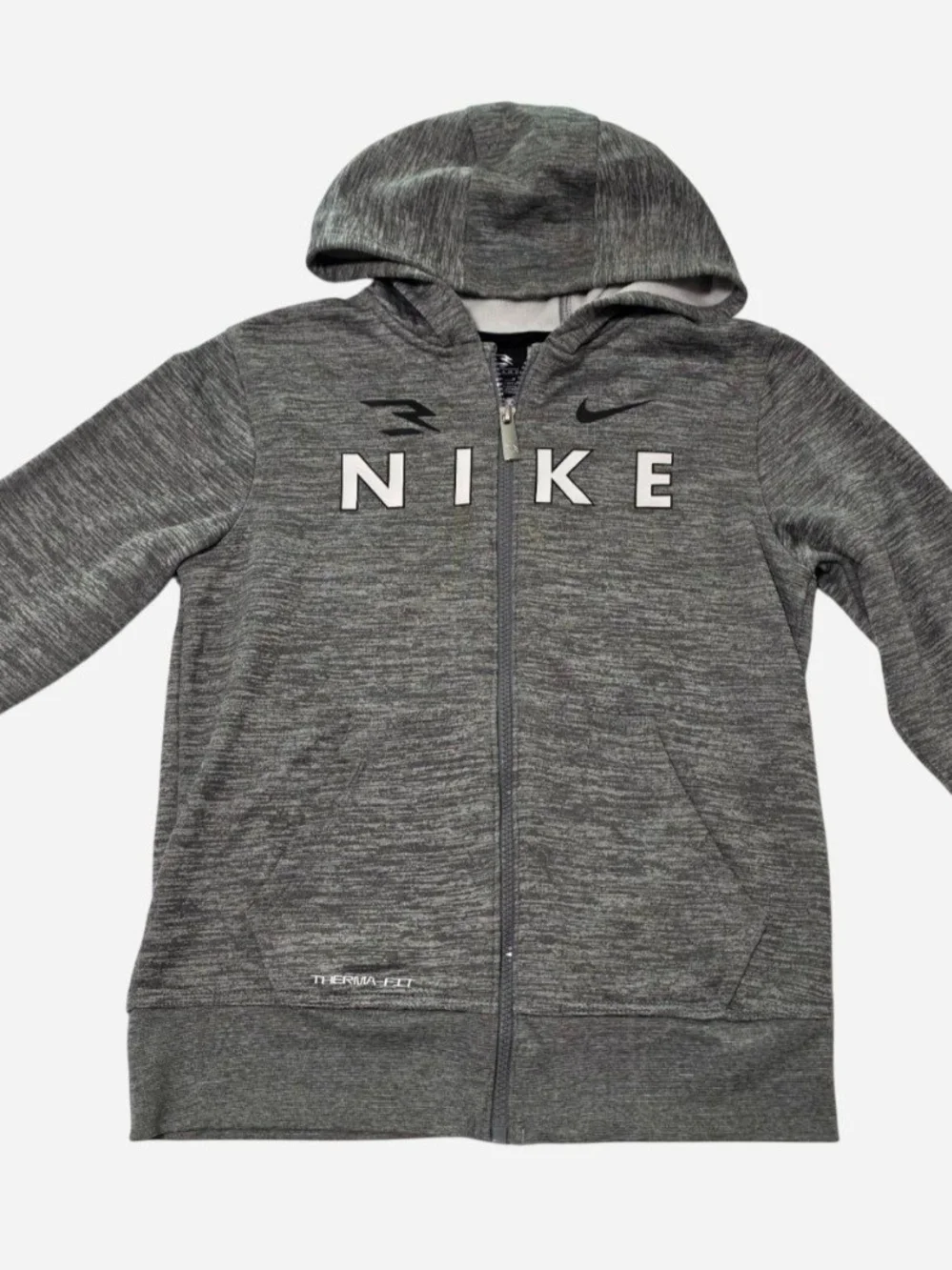 Nike 3Brand Therma-fit Kids Gray Full-Zip Hoodie Medium